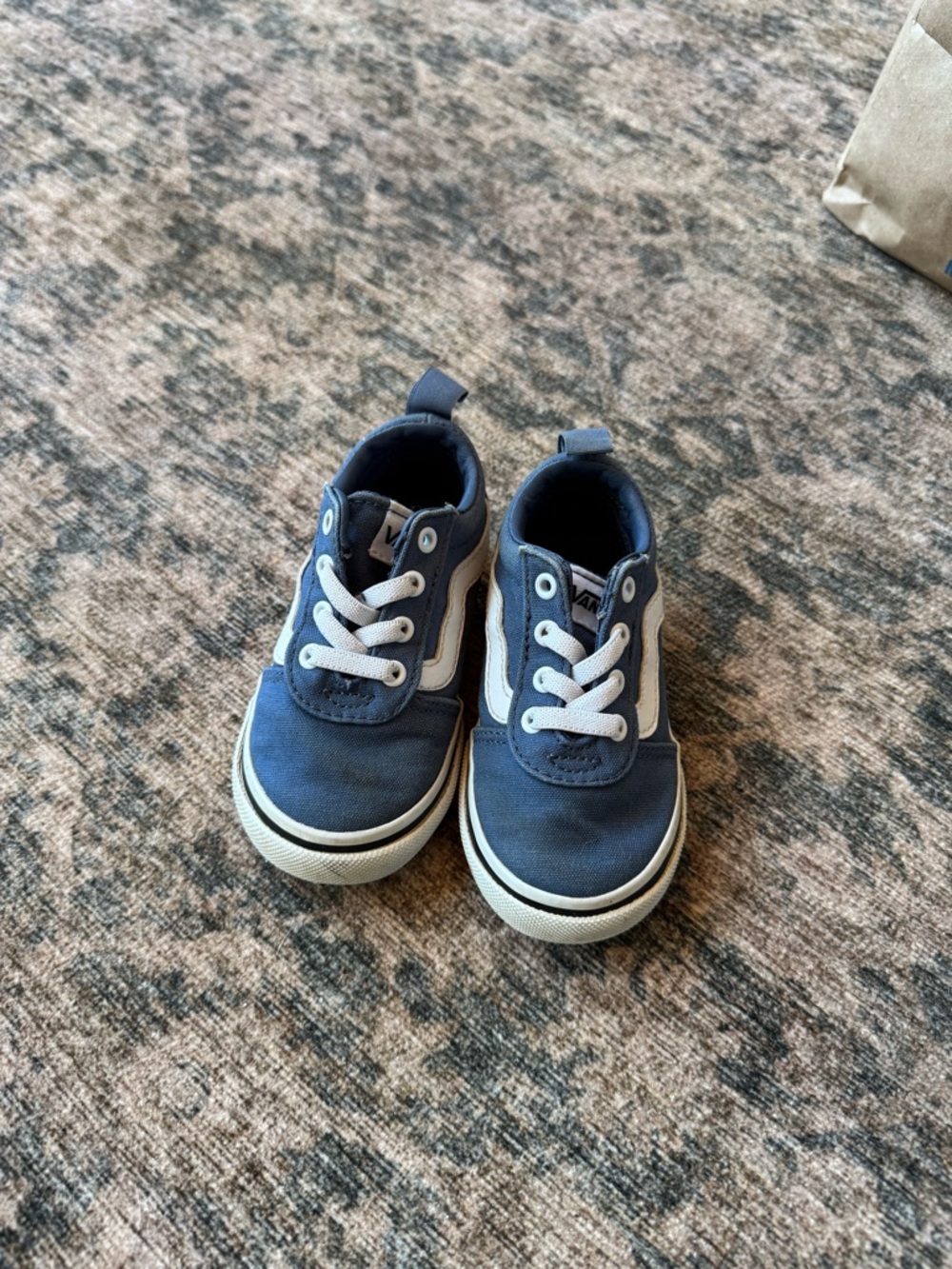 Vans toddler Navy and White Low-Top Canvas Sneakers